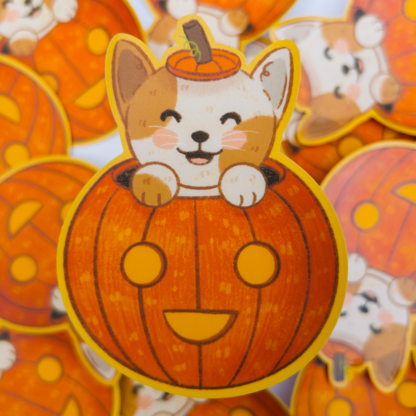 Halloween Pumpkin Cat 3" Vinyl Sticker