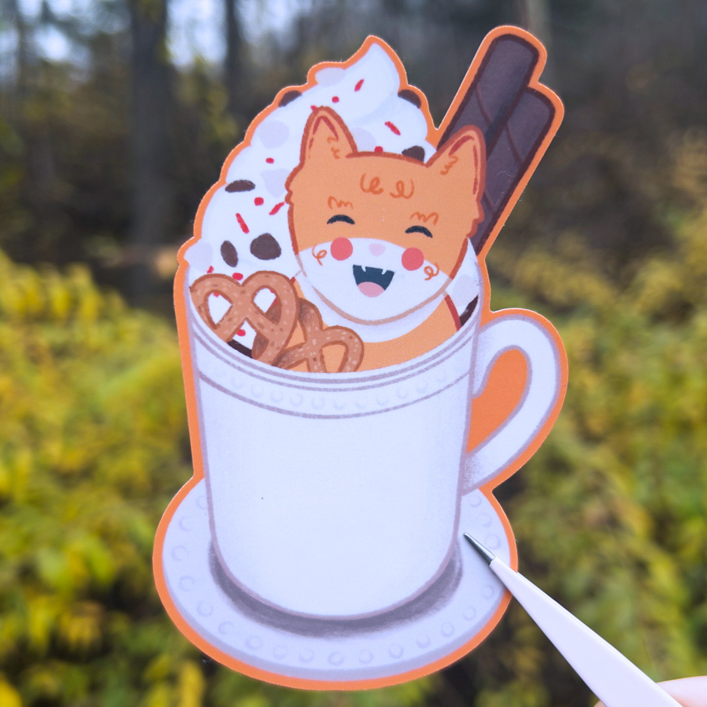 Hot Chocolate Cat 3" Vinyl Sticker