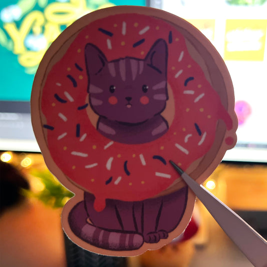 Donut Cat 3" Vinyl Sticker