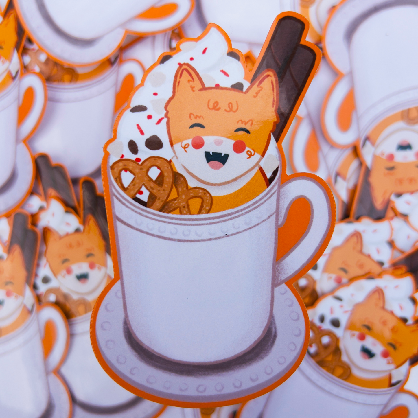 Hot Chocolate Cat 3" Vinyl Sticker