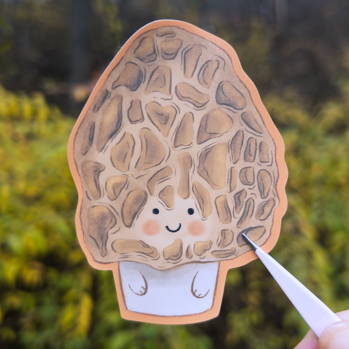Morel Mushroom Friend 3" Vinyl Sticker