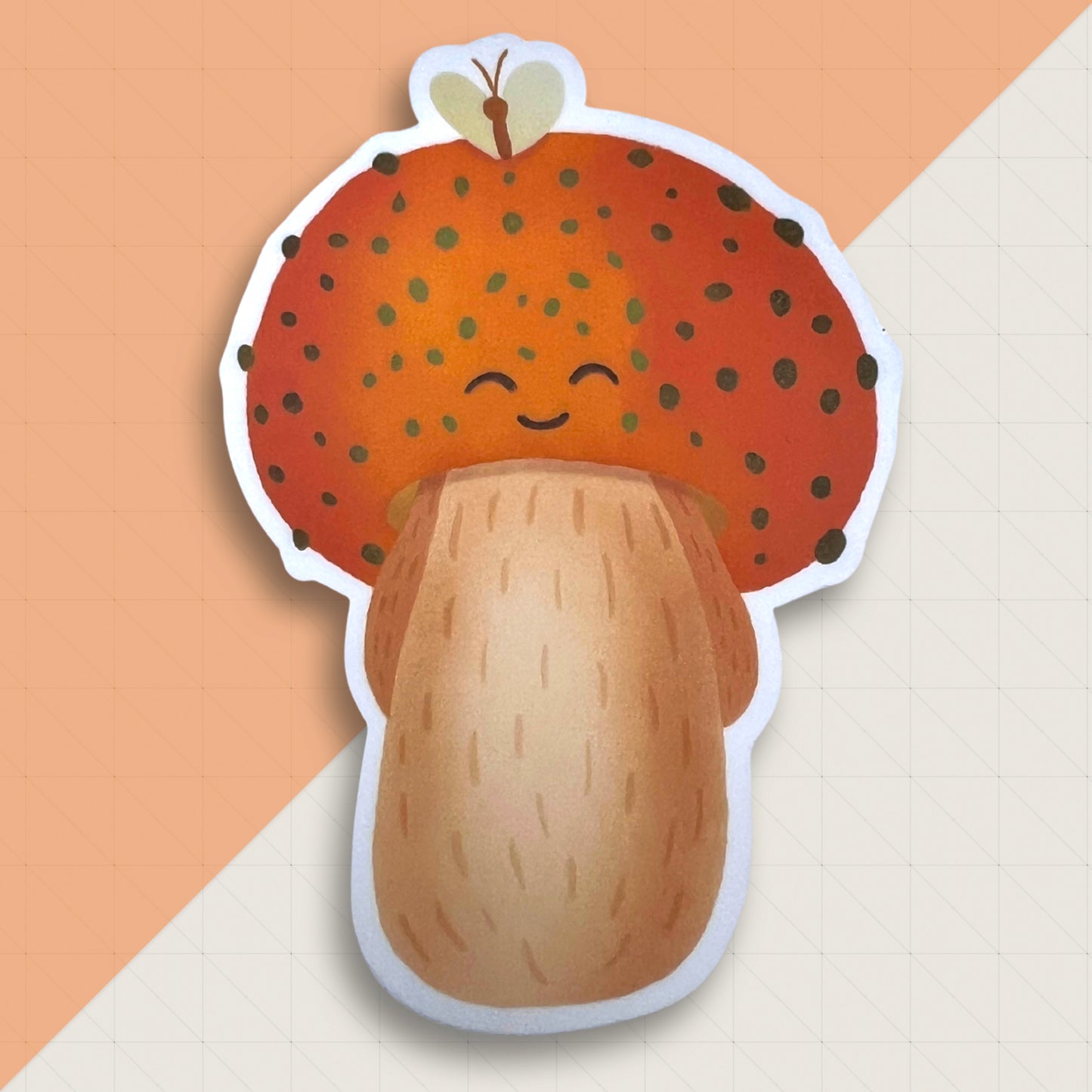 Orange Mushroom Friend 3" Vinyl Sticker