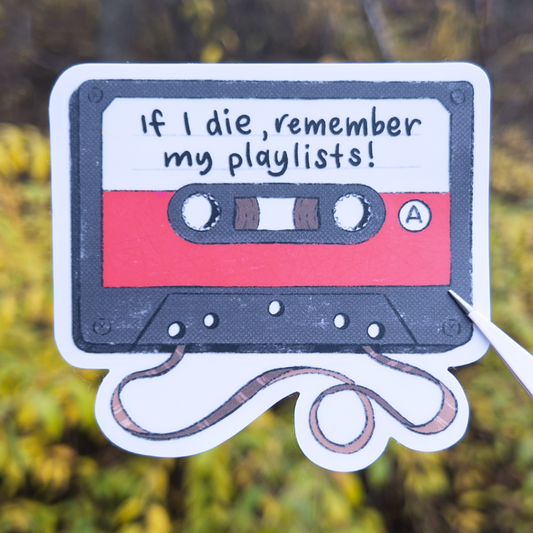 If I Die Remember My Playlists Red 3" Vinyl Sticker