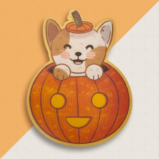 Halloween Pumpkin Cat 3" Vinyl Sticker
